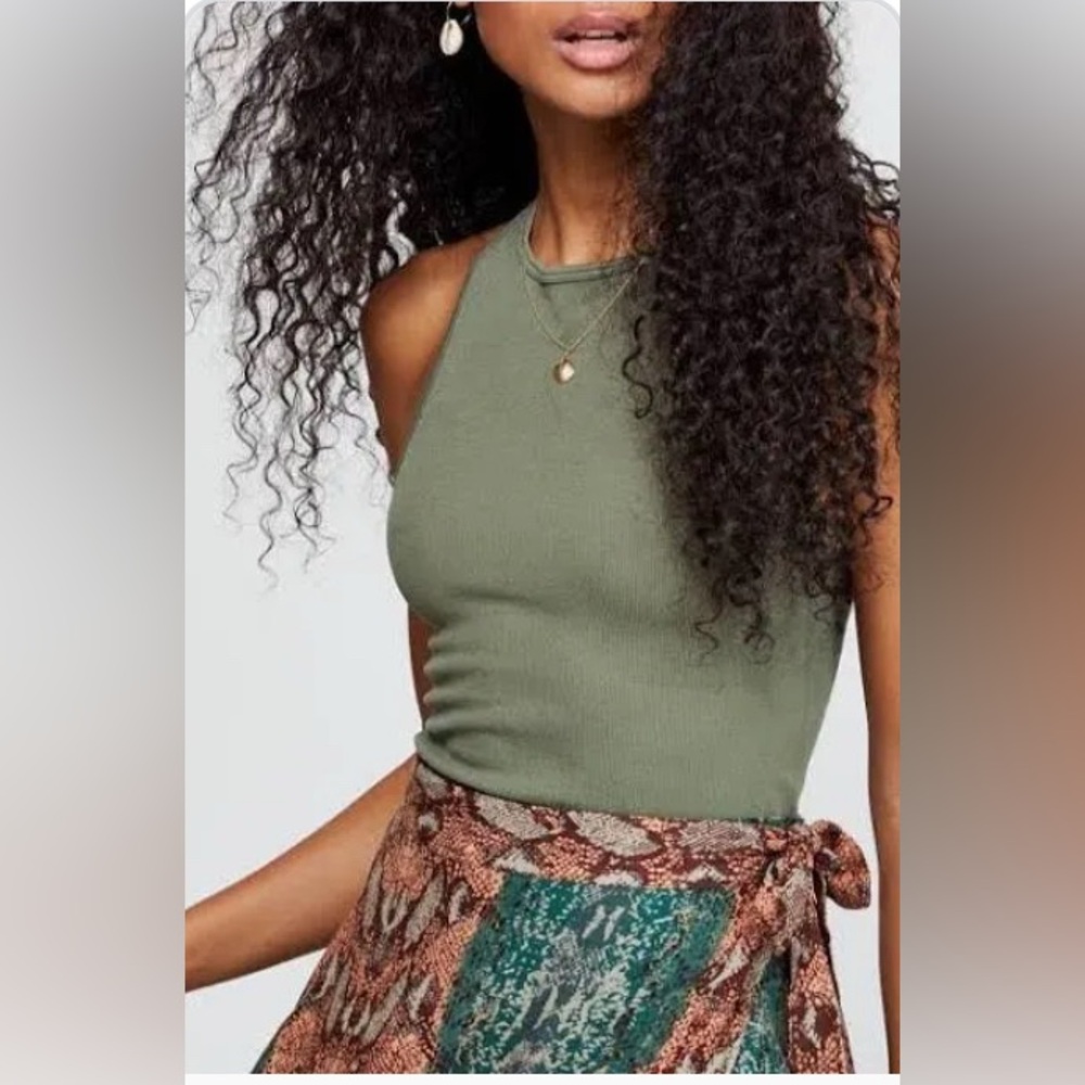 Free People Hayley Crew Neck Racerback Knit Crop Top Tank Ribbed SzXS/S